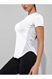 Ghassy Co. Kadın Dry Fit Running Yoga Hızlı Kuruma Nem Emici Yanları Fileli Hava Alabilen Spor T-shirt