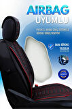 Toyota Corolla E170 2013-2018 Uyumlu Lüx Deri Oto Koltuk Kılıfı Ön Arka Takım Set RYL Serisi SİYAH KIRMIZI