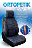 Renault Megane 2 Hatchback 2002-2006 Uyumlu Lüx Deri Oto Koltuk Kılıfı Ön Arka Takım Set RYL Serisi SİYAH MAVİ