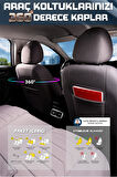 Ford Focus ST Line ile Uyumlu Lüx Deri Detaylı Oto Koltuk Kılıfı Ön Arka Takım Carbon Serisi FÜME