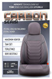 Tofaş Doğan SLX ile Uyumlu Lüx Deri Detaylı Oto Koltuk Kılıfı Ön Arka Takım Carbon Serisi FÜME