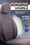 Toyota Corolla E170 2013-2018 ile Uyumlu Lüx Deri Detaylı Oto Koltuk Kılıfı Ön Arka Takım Carbon Serisi FÜME