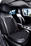 Subaru XV ile Uyumlu Lüx Deri Detaylı Oto Koltuk Kılıfı Ön Arka Takım Carbon Serisi SİYAH BEYAZ