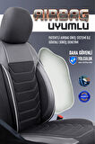 Toyota Camry 92–1996 ile Uyumlu Lüx Deri Detaylı Oto Koltuk Kılıfı Ön Arka Takım Carbon Serisi SİYAH BEYAZ