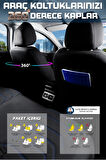 Hyundai İ20 N ile Uyumlu Lüx Deri Detaylı Oto Koltuk Kılıfı Ön Arka Takım Carbon Serisi SİYAH MAVİ