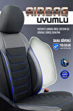 Toyota Corolla E170 2013-2018 ile Uyumlu Lüx Deri Detaylı Oto Koltuk Kılıfı Ön Arka Takım Carbon Serisi SİYAH MAVİ