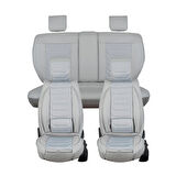 Opel Corsa-e Uyumlu Lüx Deri Oto Koltuk Kılıfı Ön Arka Takım Eagle Gri