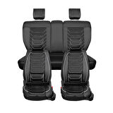 Kia Clarus Uyumlu Lüx Deri Oto Koltuk Kılıfı Ön Arka Takım Eagle Siyah Beyaz