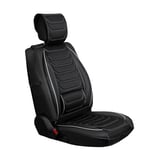 Seat Leon Style Plus Uyumlu Lüx Deri Oto Koltuk Kılıfı Ön Arka Takım Eagle Siyah Beyaz