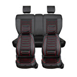 Mercedes-Benz Vaneo Uyumlu Lüx Deri Oto Koltuk Kılıfı Ön Arka Takım Eagle Siyah Kırmızı