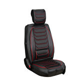Seat İbiza Uyumlu Lüx Deri Oto Koltuk Kılıfı Ön Arka Takım Eagle Siyah Kırmızı