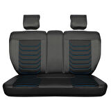 Lancia Y ( Ypsilon ) Uyumlu Lüx Deri Oto Koltuk Kılıfı Ön Arka Takım Eagle Siyah Mavi