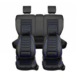 Renault Clio 4 Hatchback Uyumlu Lüx Deri Oto Koltuk Kılıfı Ön Arka Takım Eagle Siyah Mavi