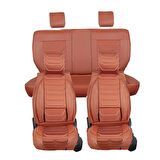 Seat Leon Copa Plus Uyumlu Lüx Deri Oto Koltuk Kılıfı Ön Arka Takım Eagle Tarçın