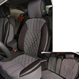 Porche Cayenne Lüx Oto Koltuk Minderi Ön Arka 5'li Set ELEGANCE Serisi GRİ SİYAH 03-09