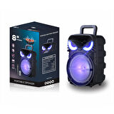 RGB Işıklı Parti Karaoke Hoparlör Bluetooth, 8 İnç Güçlü Bas, Mikrofonlu, FM Radyo ve TWS Stereo Ses