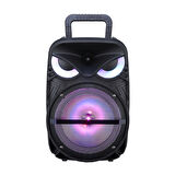 RGB Işıklı Parti Karaoke Hoparlör Bluetooth, 8 İnç Güçlü Bas, Mikrofonlu, FM Radyo ve TWS Stereo Ses