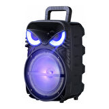 RGB Işıklı Parti Karaoke Hoparlör Bluetooth, 8 İnç Güçlü Bas, Mikrofonlu, FM Radyo ve TWS Stereo Ses