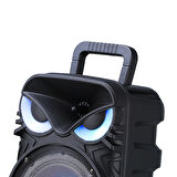 RGB Işıklı Parti Karaoke Hoparlör Bluetooth, 8 İnç Güçlü Bas, Mikrofonlu, FM Radyo ve TWS Stereo Ses