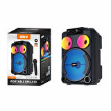Mikrofonlu RGB Işıklı Kablosuz Karaoke Hoparlör 8 İnç Stereo Bas, Taşınabilir Parti Ses Sistemi
