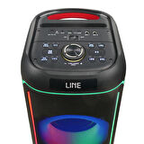 Mikrofonlu RGB Işıklı Kablosuz Karaoke Hoparlör Çift 6.5 İnç Stereo Bass Dijital LED Parti Sistemi