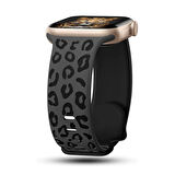 Apple Watch 7 / 8 / 9 45mm Leopar Desenli Silikon Kordon Suya ve Tere Dayanıklı, Hafif ve Esnek