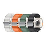 Apple Watch 10 46mm Naylon Kumaş Hasır Örgülü Kordon Yoğun Dokumalı, Metal Tokalı Kayış