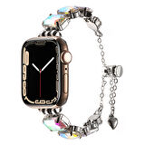 Apple Watch - SE/SE2/4/5/6 44mm Özel Parlak Taşlı Bileklik Kordon Saatine Zarafet ve Işıltı Kat. !
