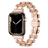 Apple Watch - SE/SE2/4/5/6 44mm Paslanmaz Çelik Kordon Kelebek Tokalı Kapanış, Nefes Alan Tasarım