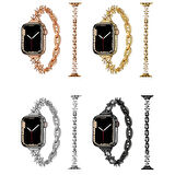 Apple Watch Ultra / Ultra2 49mm Uyumlu Zarif Yıldız Taşlı Metal Kordon Klipsli, Göz Alıcı Zarafet !