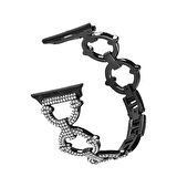 Apple Watch 2/3/4/5/6/7/8/9/se/ultra/ultra 2 Seri 42mm 44mm 45mm 49mm İçin Halka Taşlı Metal Kordon