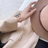 Apple Watch - se/2/3/4/5/6/7/8/9 Seri 38mm Serisi 40mm 41mm İçin Halka Gövde Tasarımlı Metal Kordon