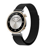Huawei Watch GT 5 41mm / GT 4 41 mm / GT 5 Pro 42 mm Uyumlu Manyetik, Örgü İşlemeli Metal Kordon