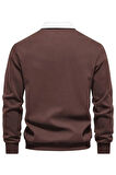 Ghassy Co. Erkek Retro Renk Bloklu Pamuklu Gömlek Yaka Sweatshirt