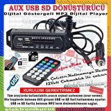 EU-02 Oto Teyp Dönüştürücü MP3 USB AUX SD KART Girişli Bluetooth - SD Kart - USB Araç içi Görüşmeli.