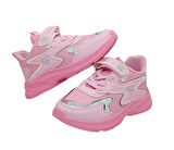 Spido 08 Filet Cırtlı Numara Kız Çocuk Sneaker Spor Ayakkabı Pembe_Gümüş