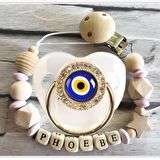 Sahi Aksesuar Isimli Bebek Emzik Zinciri Ve Taşlı Bebek Silikon Emzik Seti (0-6 Ay) - sahi_1235