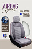 Chrysler Sebring Uyumlu Lüx Yarı Deri Oto Koltuk Kılıfı Ön Arka Takım PETRA Serisi FÜME