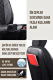 Fiat Bravo Dynamic Uyumlu Lüx Yarı Deri Oto Koltuk Kılıfı Ön Arka Takım PETRA Serisi TAM SİYAH