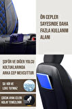 Volkswagen Polo Fan Edition Uyumlu Lüx Yarı Deri Oto Koltuk Kılıfı Ön Arka Takım PETRA Serisi SİYAH MAVİ