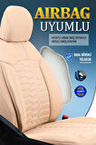Toyota Corolla E170 2013-2018 ile Uyumlu Lüx Deri Detaylı Oto Koltuk Kılıfı Ön Arka Takım PLATINUM Serisi BEJ