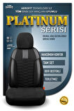 Peugeot 508 ile Uyumlu Lüx Deri Detaylı Oto Koltuk Kılıfı Ön Arka Takım PLATINUM Serisi SİYAH