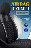 Geely Familia ile Uyumlu Lüx Deri Detaylı Oto Koltuk Kılıfı Ön Arka Takım PLATINUM SİYAH BEYAZ