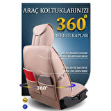 Skoda Karaq Lüx Deri Oto Koltuk Kılıfı Ön Arka Takım Safir BEJ