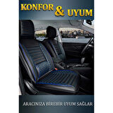 SsanYoung Tivoli Lüx Deri Oto Koltuk Kılıfı Ön Arka Takım Safir SİYAH MAVİ