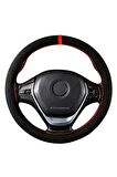 Fiat Palio Uyumlu Alkantara Kırmızı Yüzüklü Deri Direksiyon Kılıfı