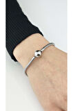 Charm Taşıyıcı, Paslanmaz Çelik, Pan Bileklik 141, Küre Klipsli, 17cm, Gümüş renk