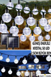 50 Led 7 Metre Beyaz Kristal Küre 8 Modlu Bahçe Düğün Parti Dekor Işıkları Güneş Enerjili Işıklar