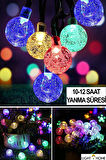 50 Led 7 Metre Renkli Kristal Küre 8 Modlu Bahçe Düğün Parti Dekor Işıkları Güneş Enerjili Işıklar
