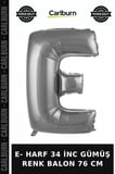 Delux Serisi E- HARF 34 İNC GÜMÜŞ RENK BALON 76 CM Eğlence Tasarım Parıltılı